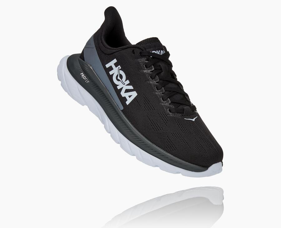 Hoka One One Mach 4 - Women Running Shoes - Black/White,Australia THS-495627